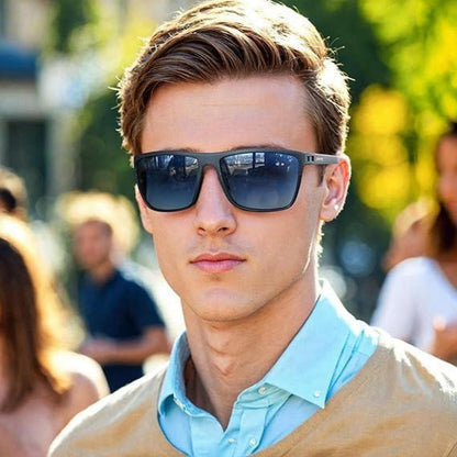 Sonnenbrille Herren Polarisiert TR90 Rahmen UV400 Schutz Quadrat Blau