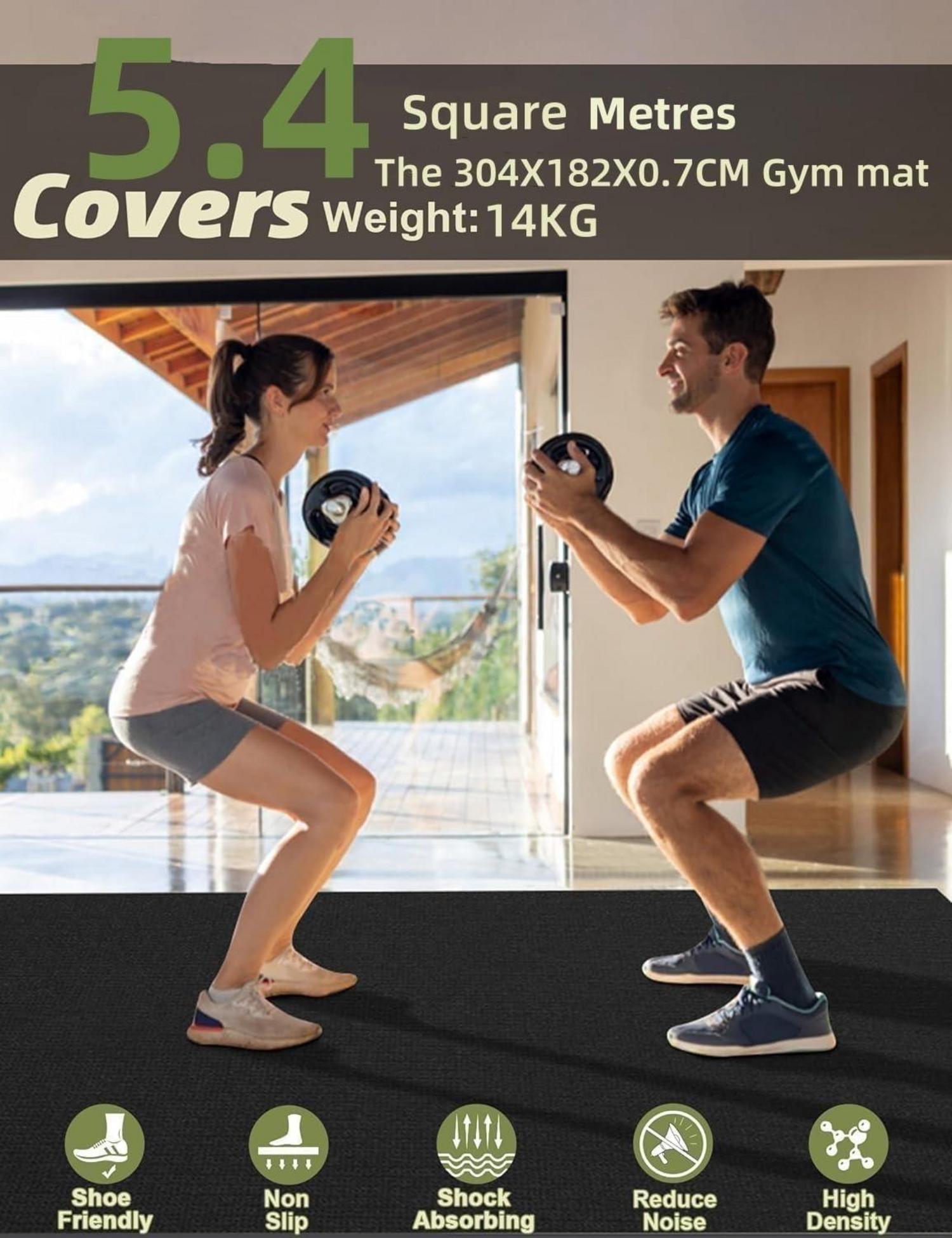 Fitness Bodenschutzmatte rutschfest 304x182x0,7cm Schwarz