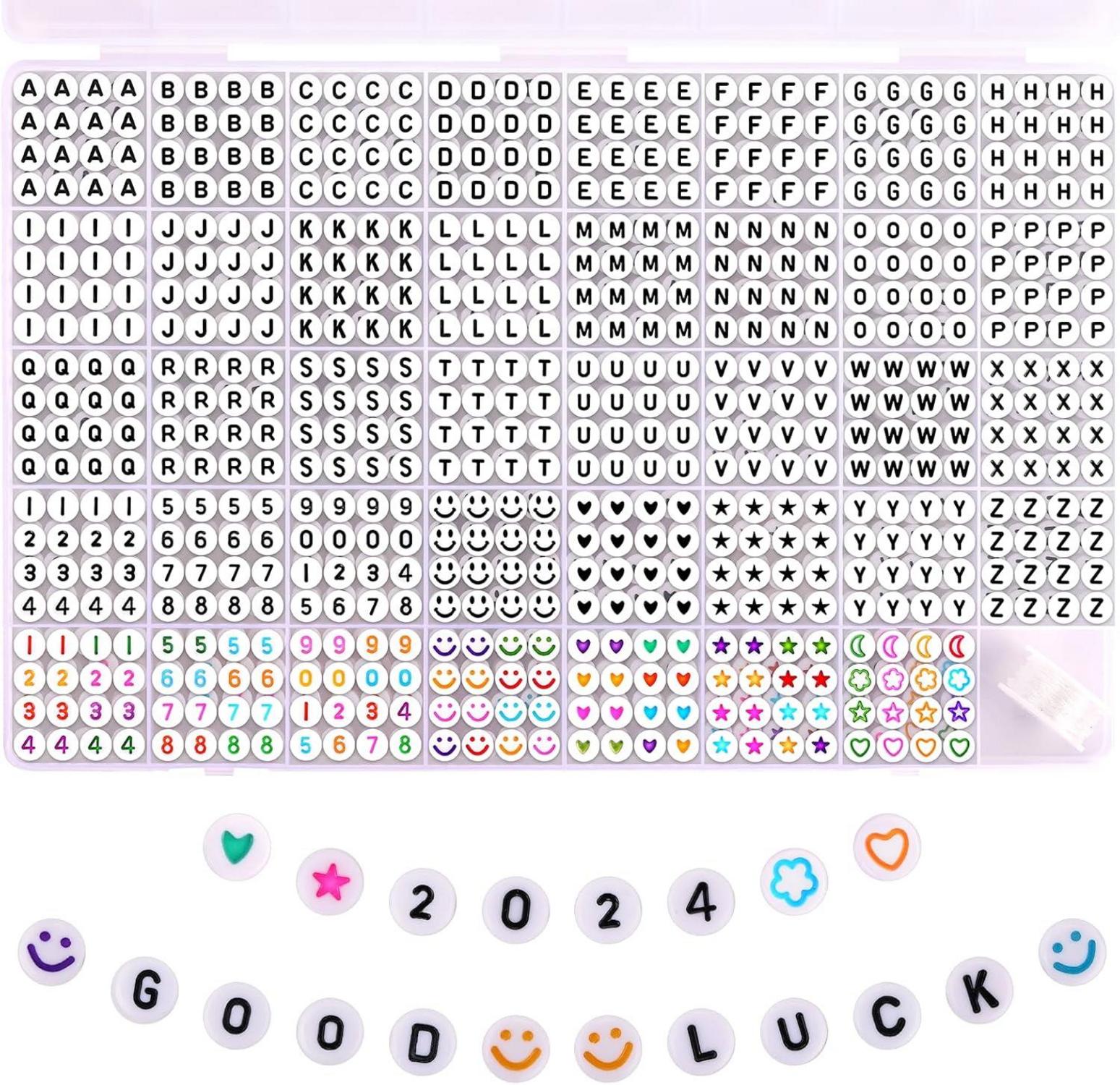 Funtopia 1560 Stück Alphabet Buchstaben Zahlen Perlen DIY Set