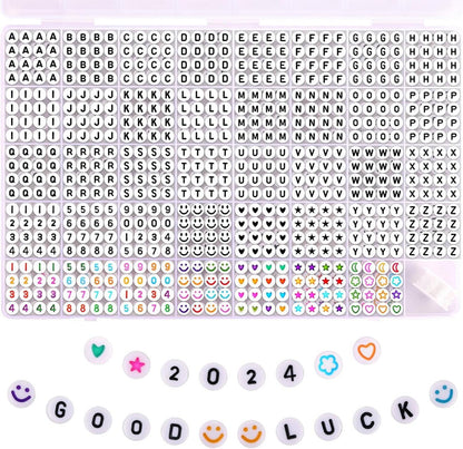 Funtopia 1560 Stück Alphabet Buchstaben Zahlen Perlen DIY Set