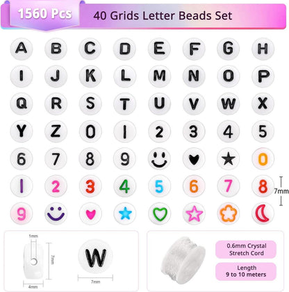 Funtopia 1560 Stück Alphabet DIY Perlen Set 40 Gitter