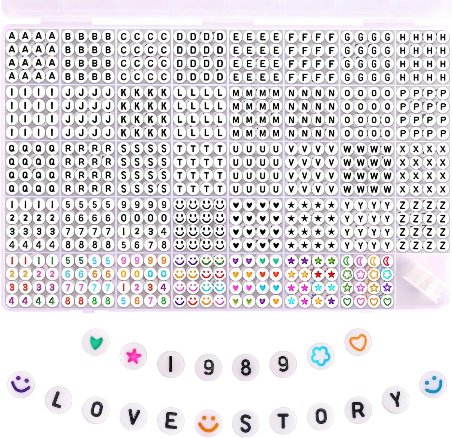 DIY Alphabet Perlen Set, Buchstaben Zahlen Perlen zum
