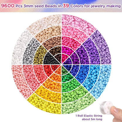 Perlen Armbänder Bastelset 39 Farben 9600 Stück Friendship Bracelet
