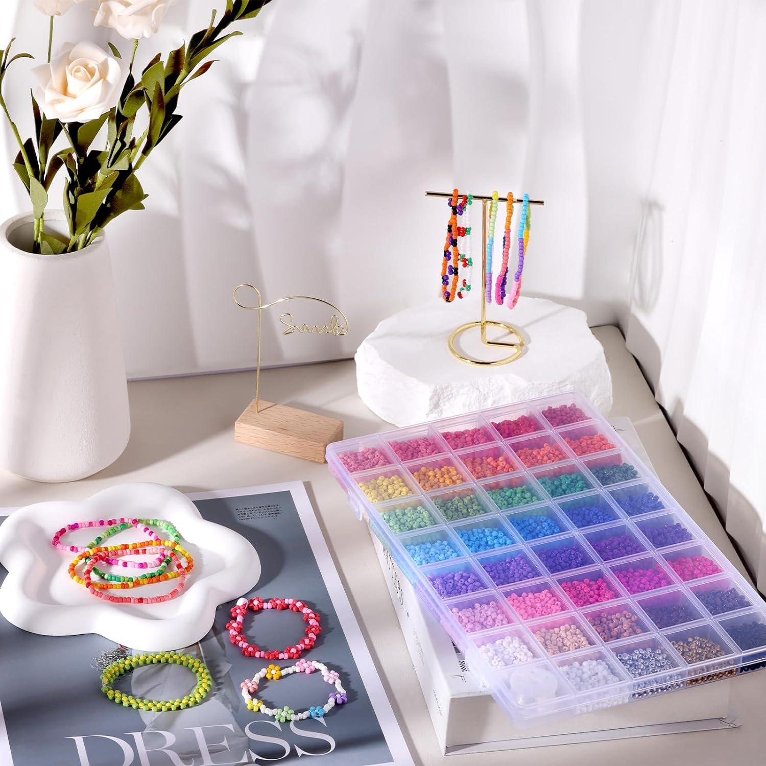 Funtopia 3mm Perlen Armband Set 39 Farben 9600 Stück Bastelset Kinder