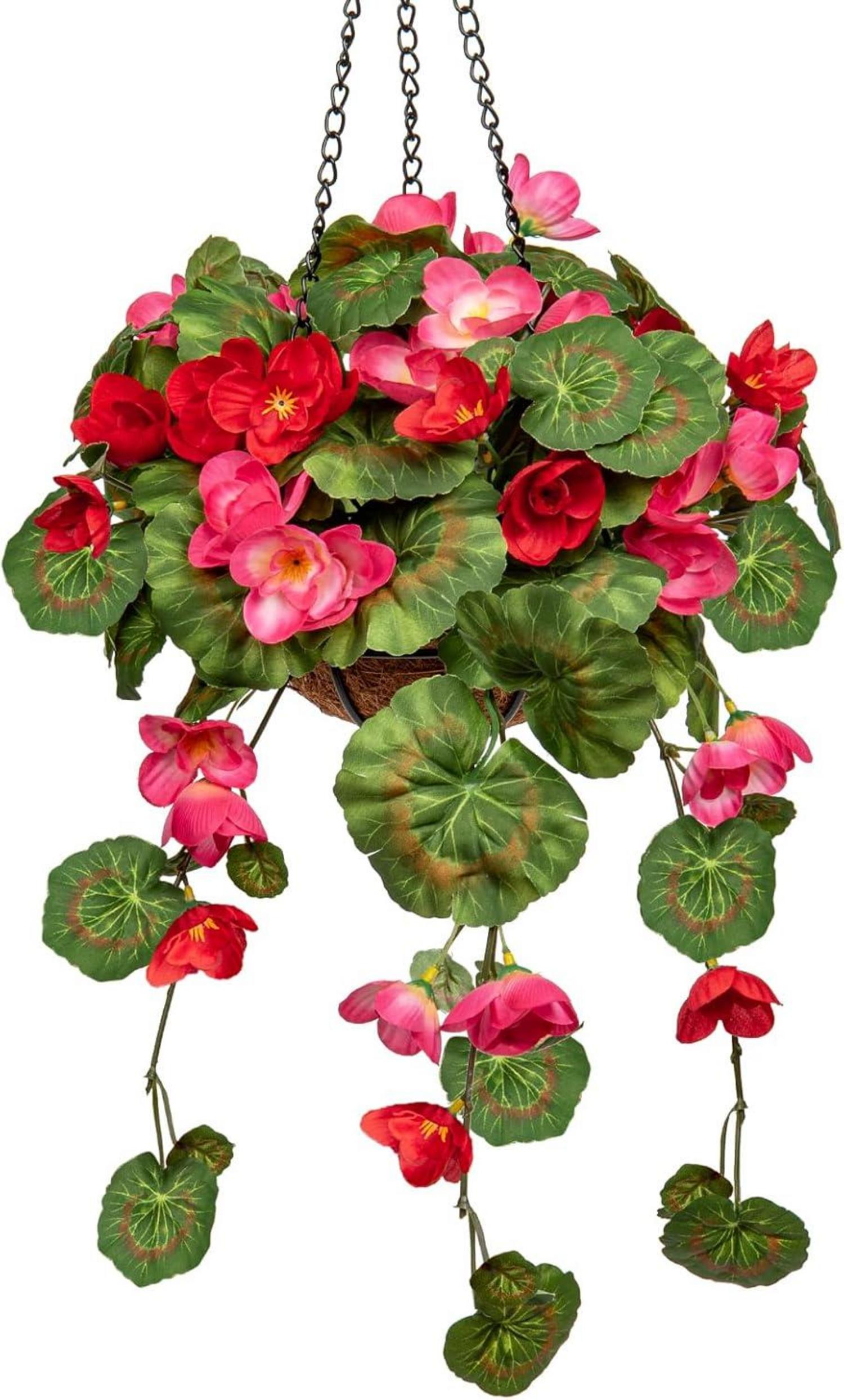 Künstliche Hängegeranie mit Hängeampel, Höhe 70 cm, Dekopflanze