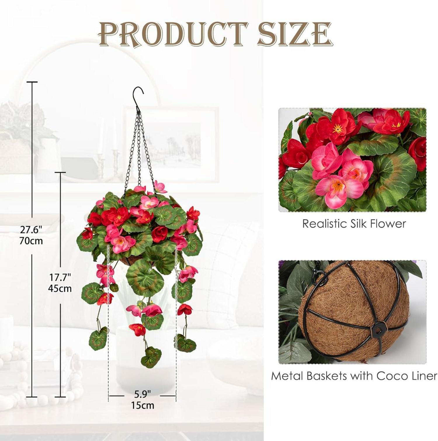 Künstliche Hängegeranie mit Hängeampel, 70 cm, Deko