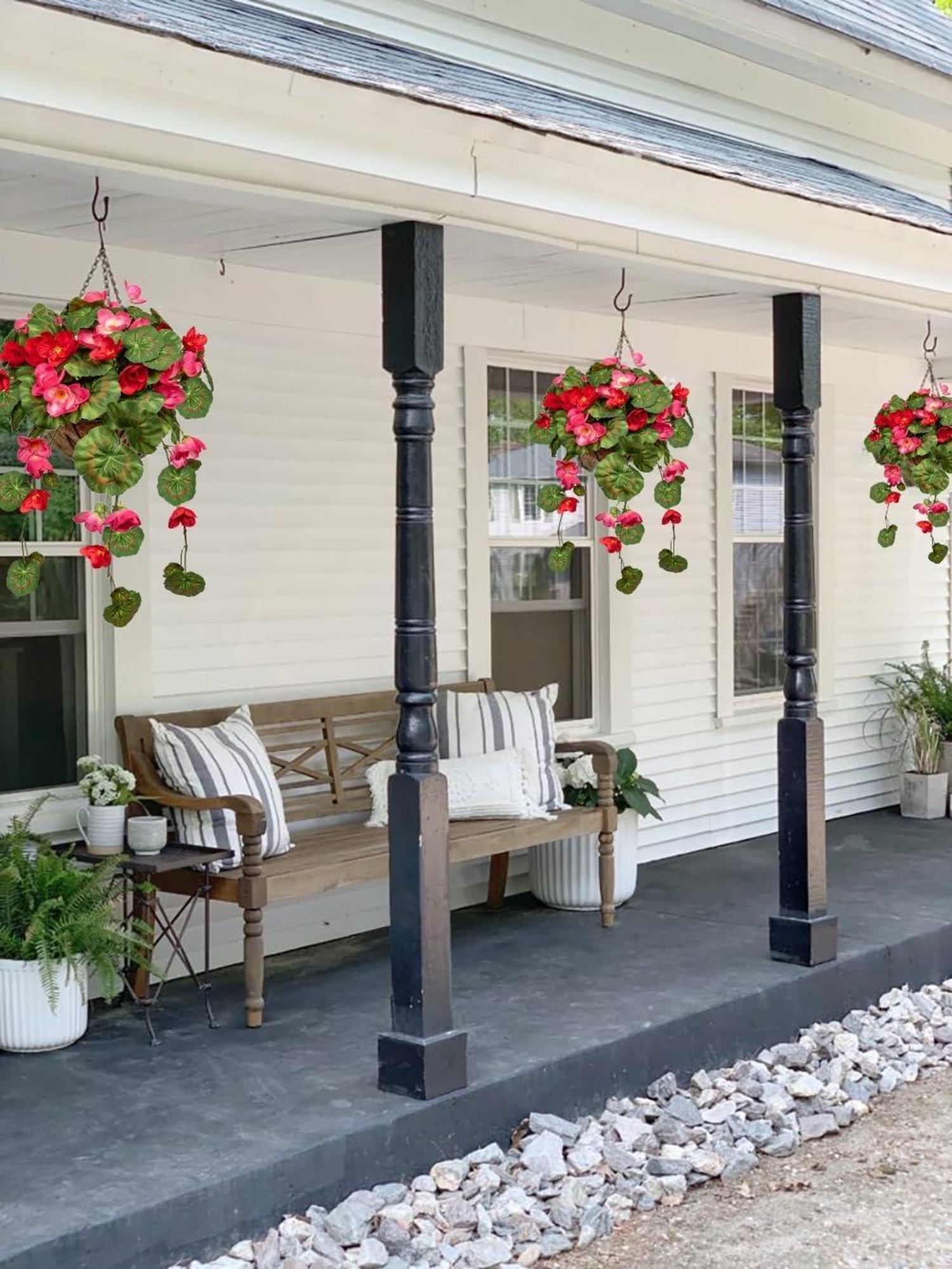 Künstliche Hängegeranie mit Hängeampel, Höhe 70 cm, Dekopflanze