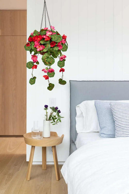 Kunstblumen Hängegeranie mit Hängeampel, 70 cm, Dekopflanze natürlich