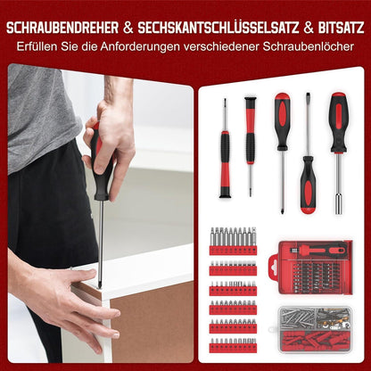 Werkzeugkoffer 379 tlg Profi Haus Autoreparatur Aufbewahrung Rot