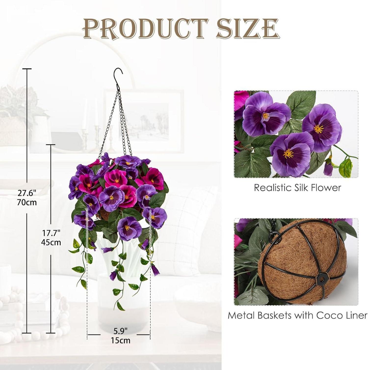 Kunstblumen Stiefmütterchen Hängende Pflanze lila 70 cm