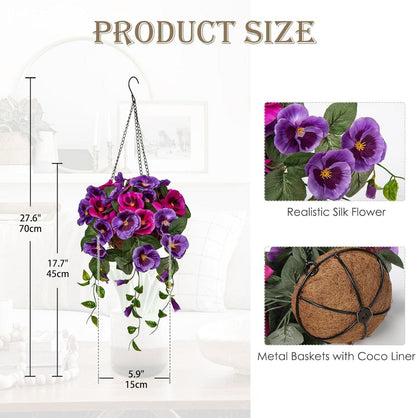 Kunstblumen Stiefmütterchen Hängende Pflanze lila 70 cm