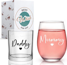 Weinglas und Whiskeyglas Geschenk-Set für Eltern