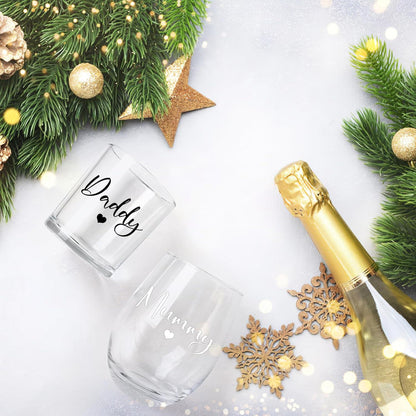 Joymaking Weinglas und Whiskeyglas Set für Mama und Papa, Geschenk für Eltern