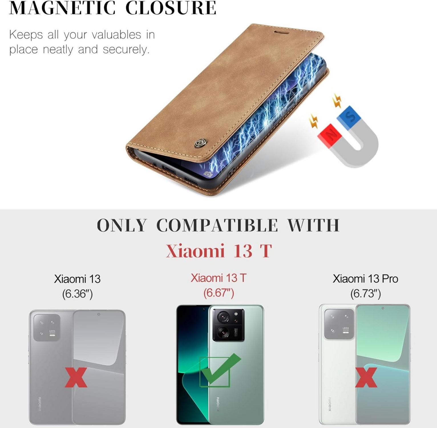Hochwertige Xiaomi 13T Pro Handyhülle Schutzhülle Braun