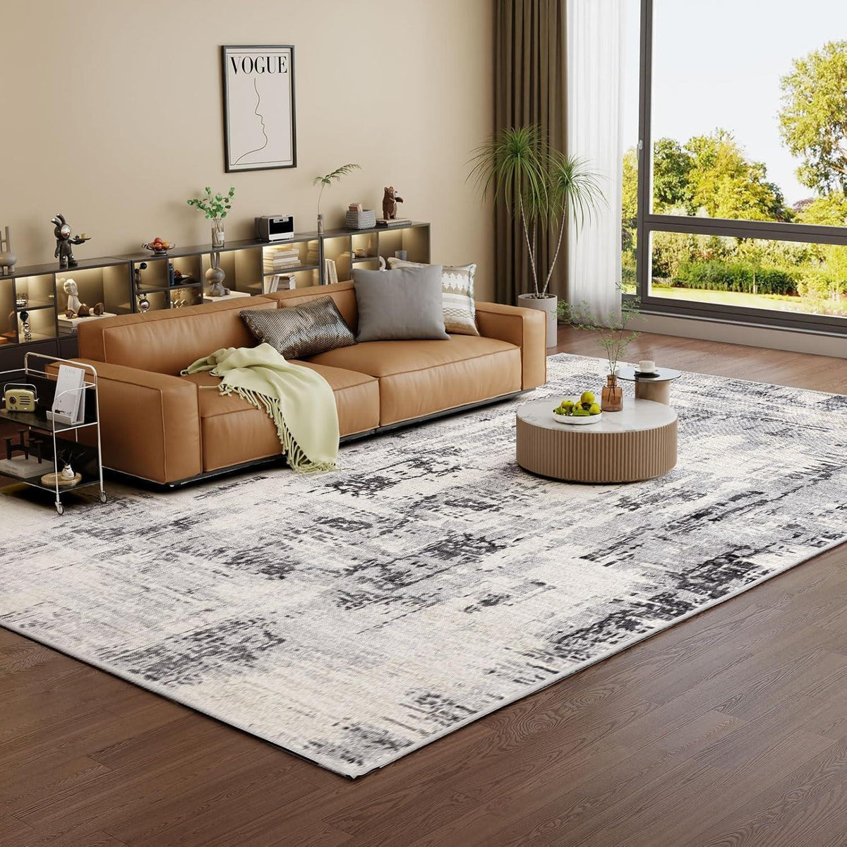 Moderner Kurzflor Teppich Grau 300x400 cm – Weich, Anti-Rutsch & Wohnlich