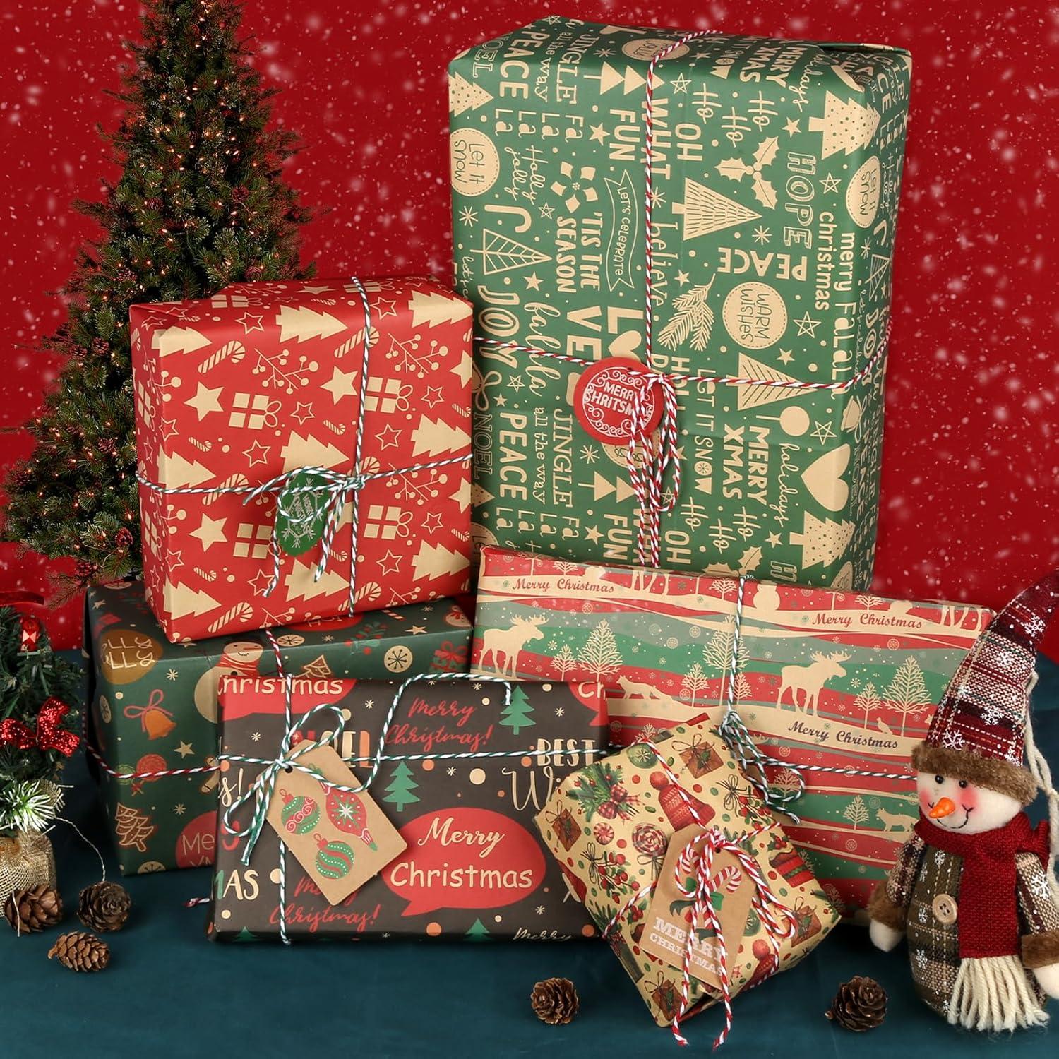 10 Blatt Kraft Geschenkpapier Weihnachten 50x70cm mit