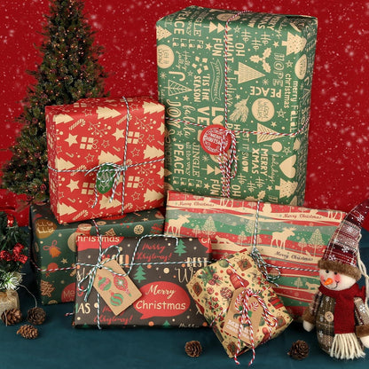 10 Blatt Kraft Geschenkpapier Weihnachten 50x70cm mit