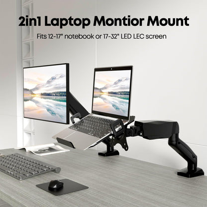 Monitor Arm mit Laptopablage für 17-32 Zoll Bildschirm & bis