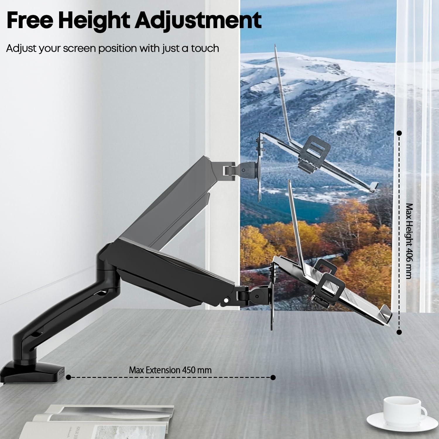Monitor Arm mit Laptopablage für 17-32 Zoll Bildschirm & bis zu 17 Zoll Notebook