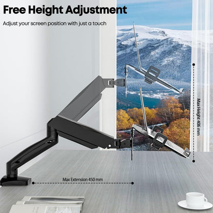 Monitor Arm mit Laptopablage für 17-32 Zoll Bildschirm & bis zu 17 Zoll Notebook