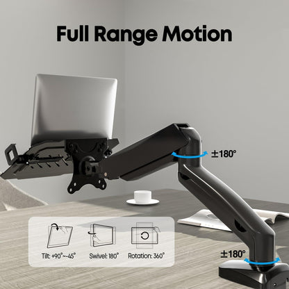 Monitor Arm mit Laptopablage für 17-32 Zoll Bildschirm und 17 Zoll Notebook