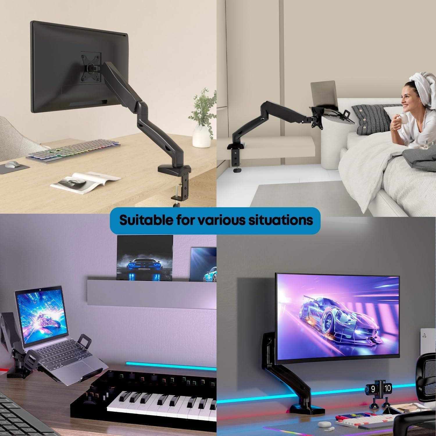 Monitor Arm mit Laptopablage für 17-32 Zoll Bildschirm und 17 Zoll Notebook