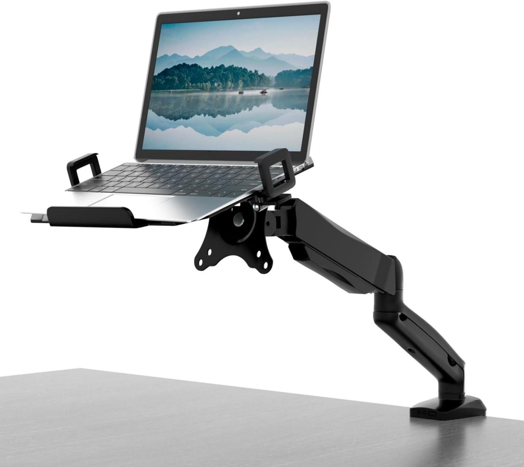 Monitor Arm mit Laptopablage für 17-32 Zoll Bildschirm & bis zu 17 Zoll Notebook
