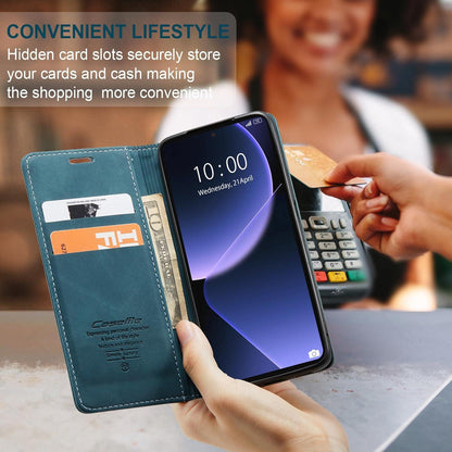 Xiaomi 13T Pro Handyhülle Leder Tasche Blaugrün Magnet Standfunktion