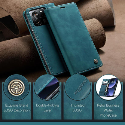 KZB Xiaomi 13T 13T Pro Flip Case Leder Blaugrün Magnet Standfunktion