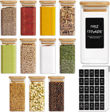 12er Set Gewürzgläser Eckig 295ml - Gewürzstreuer, Aufbewahrung