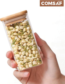 12er Set Gewürzgläser Eckig 295ml, spice jars für Küche