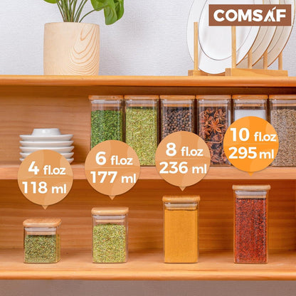 Gewürzgläser Eckig Set 12 Stk. 295ml Gewürzstreuer Gewürzbehälter Spice Jars