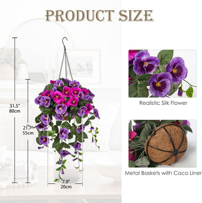 Kunstblumen Stiefmütterchen Hängend Künstliche Pansy Höhe 80