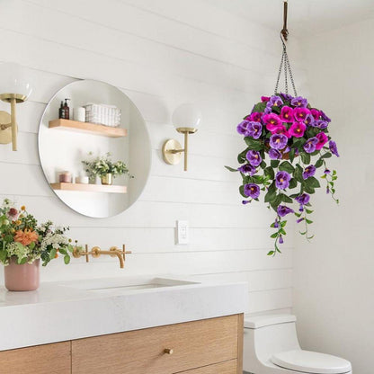 Kunstblume Stiefmütterchen Hängend Deko Blumen 80cm Lila