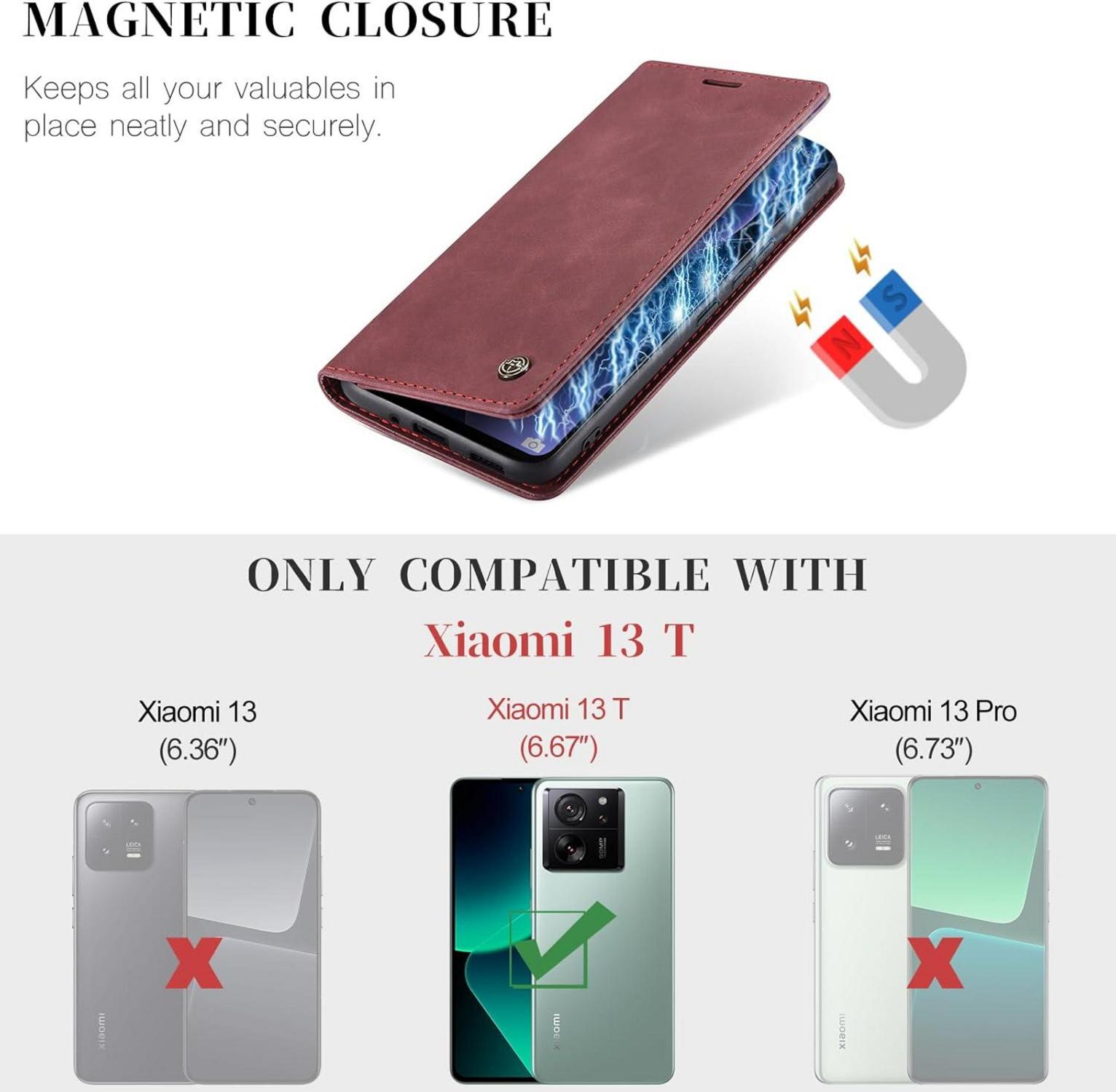 Handyhülle Xiaomi 13T Pro Leder Flip Case Kartenfach Standfunktion