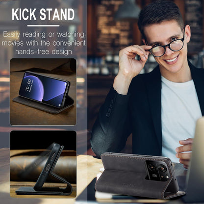 Handyhülle Xiaomi 13T 13T Pro Leder Klapphülle Schwarz Magnet Standfunktion