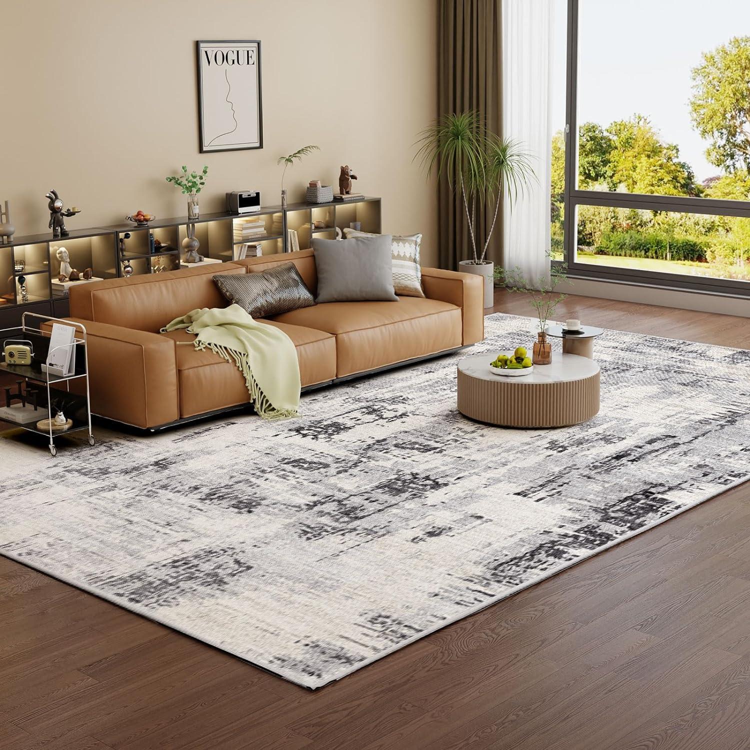 Teppich Kurzflor Wohnzimmer Grau Modern Abstrakt 240x340 cm