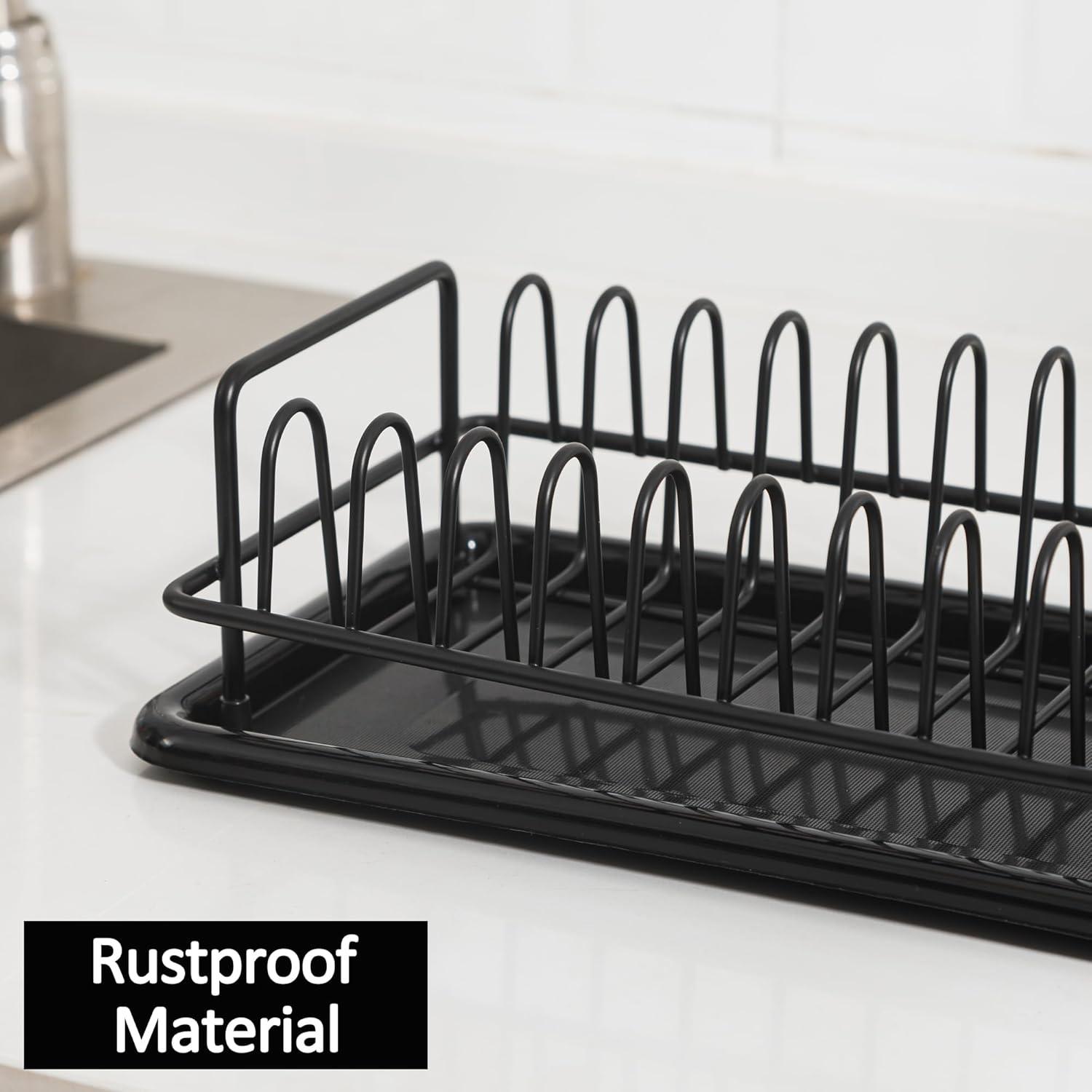 Abtropfgestell Geschirr klein mit Abtropfschale & Besteckkorb 41x17cm