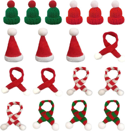 18-teiliges Mini-Weihnachtsmützen und Mini-Schals Set