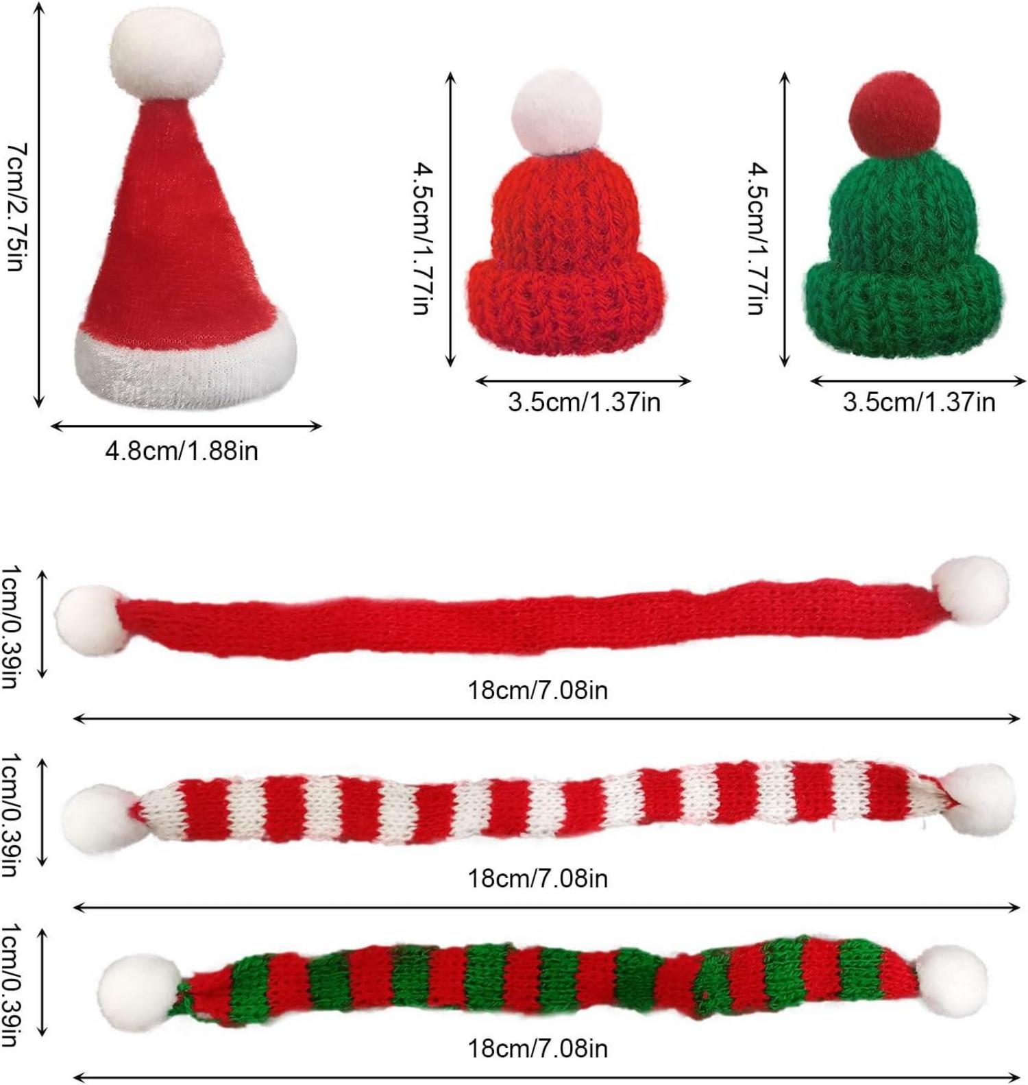 Mini-Weihnachtsmütze und Mini-Schal Set für Tischdekoration