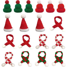18-teiliges Mini-Weihnachtsdeko Set: Mützen & Schals für Festliche Tischdeko