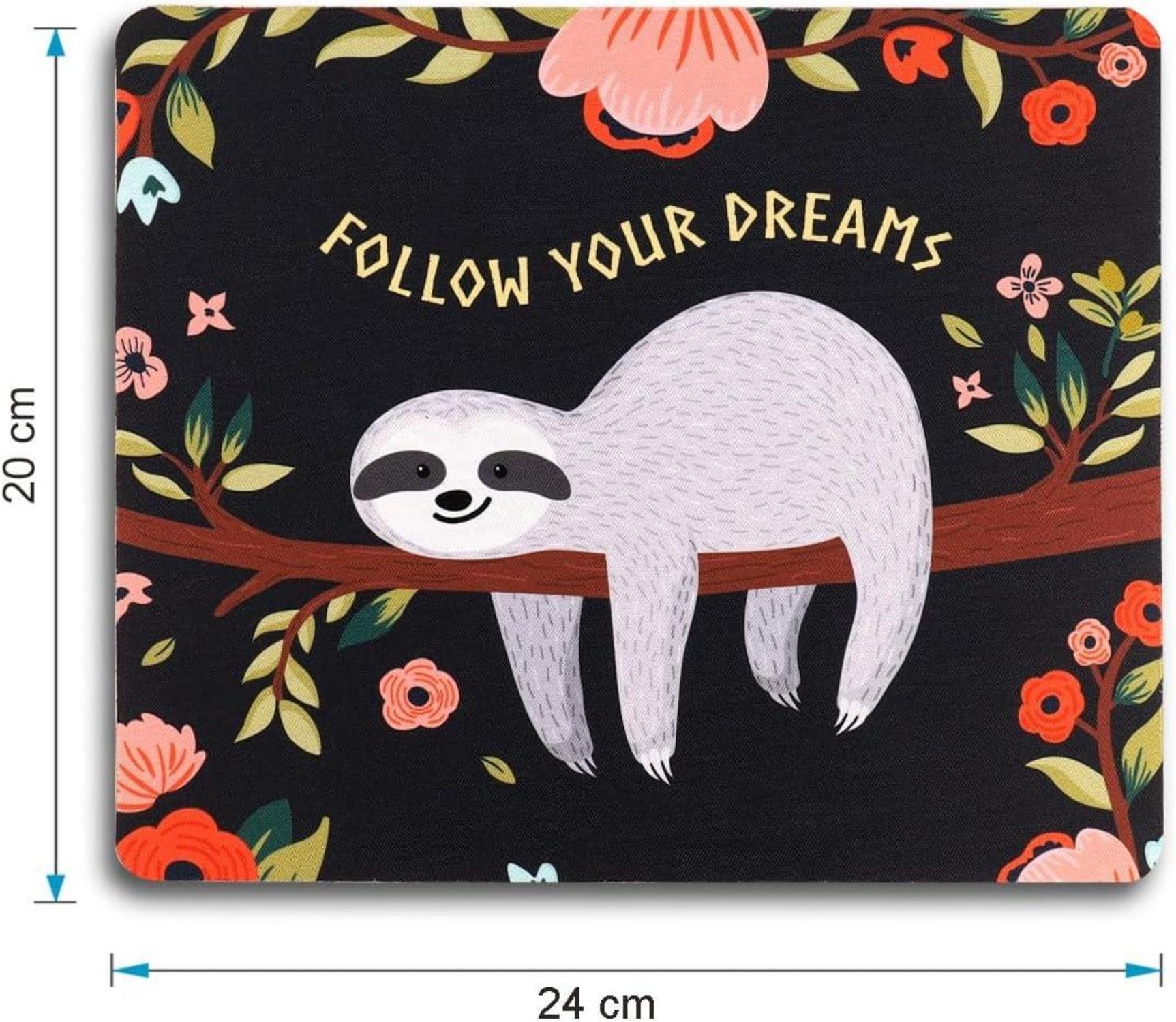 Kleines Mousepad Faultier Motiv 24 x 20 cm - Rutschfest und
