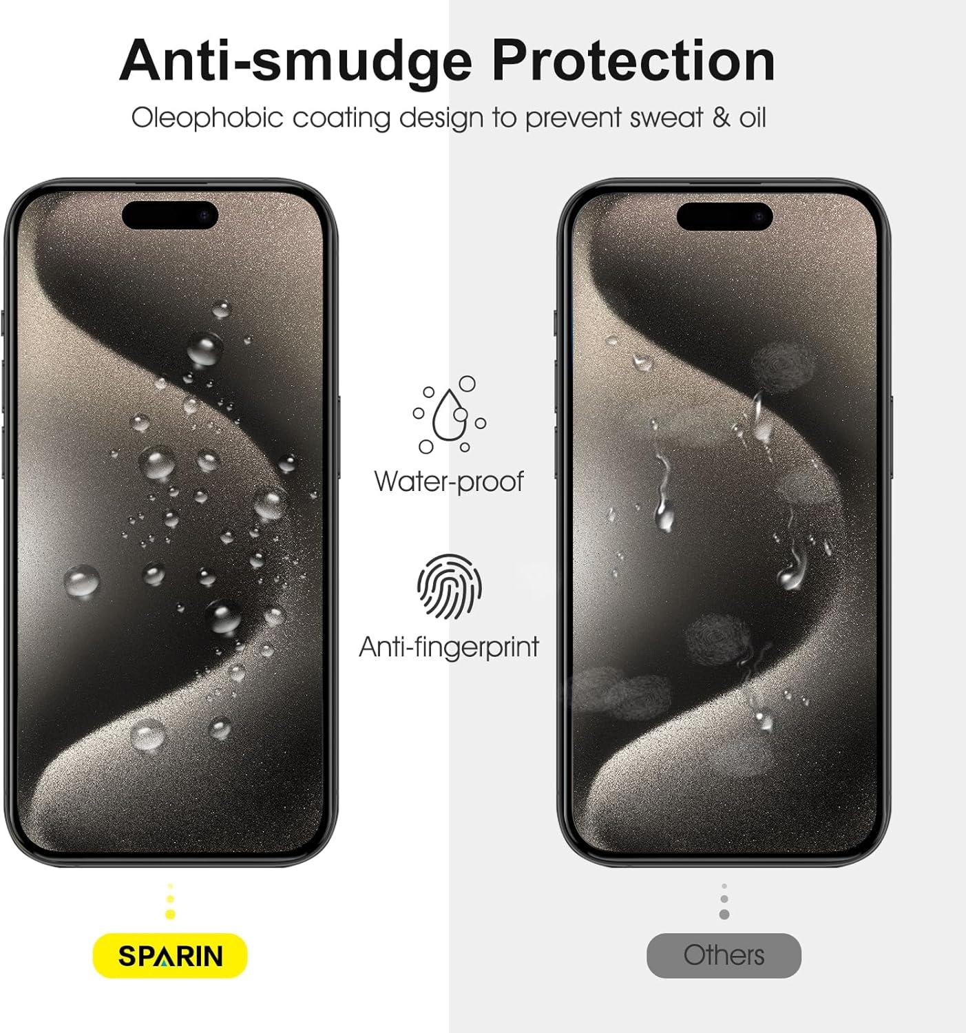 iPhone 15 Pro Panzer Schutz Glas 3D Vollflächige Folie 2+2 Stück