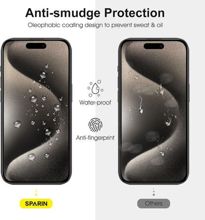 iPhone 15 Pro Panzer Schutz Glas 3D Vollflächige Folie 2+2 Stück