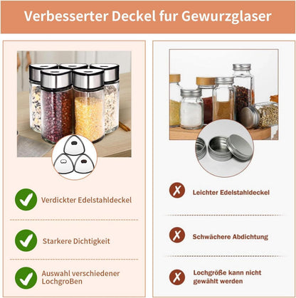 Gewürzdosen Set 360° verstellbare Streueinsatz 12x100ml 120 Etiketten