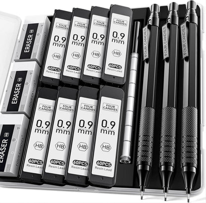 4 Candies 0,9mm Druckbleistift-Set mit Etui und Minen