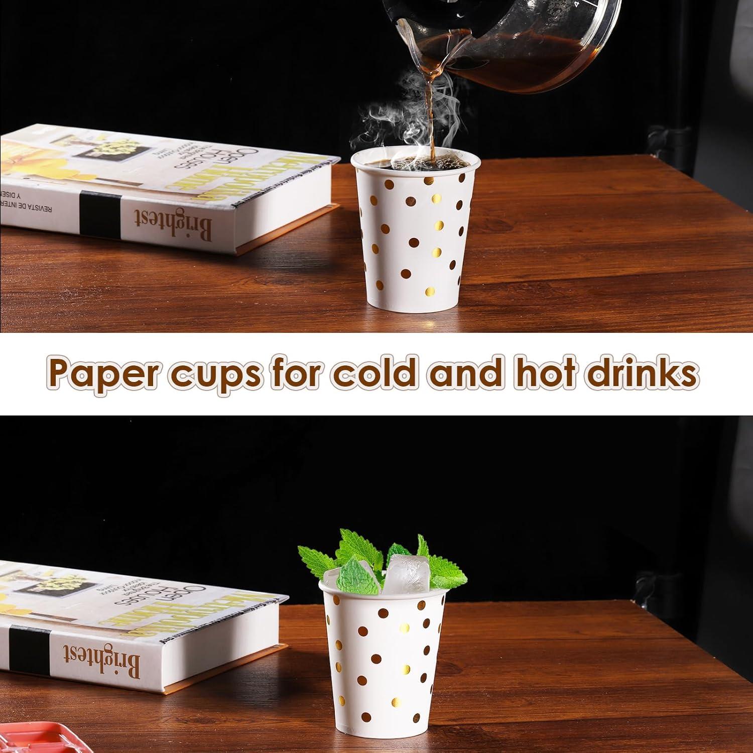 Hejo 80er Gold Dot Pappbecher 250ml für Hochzeit und Party