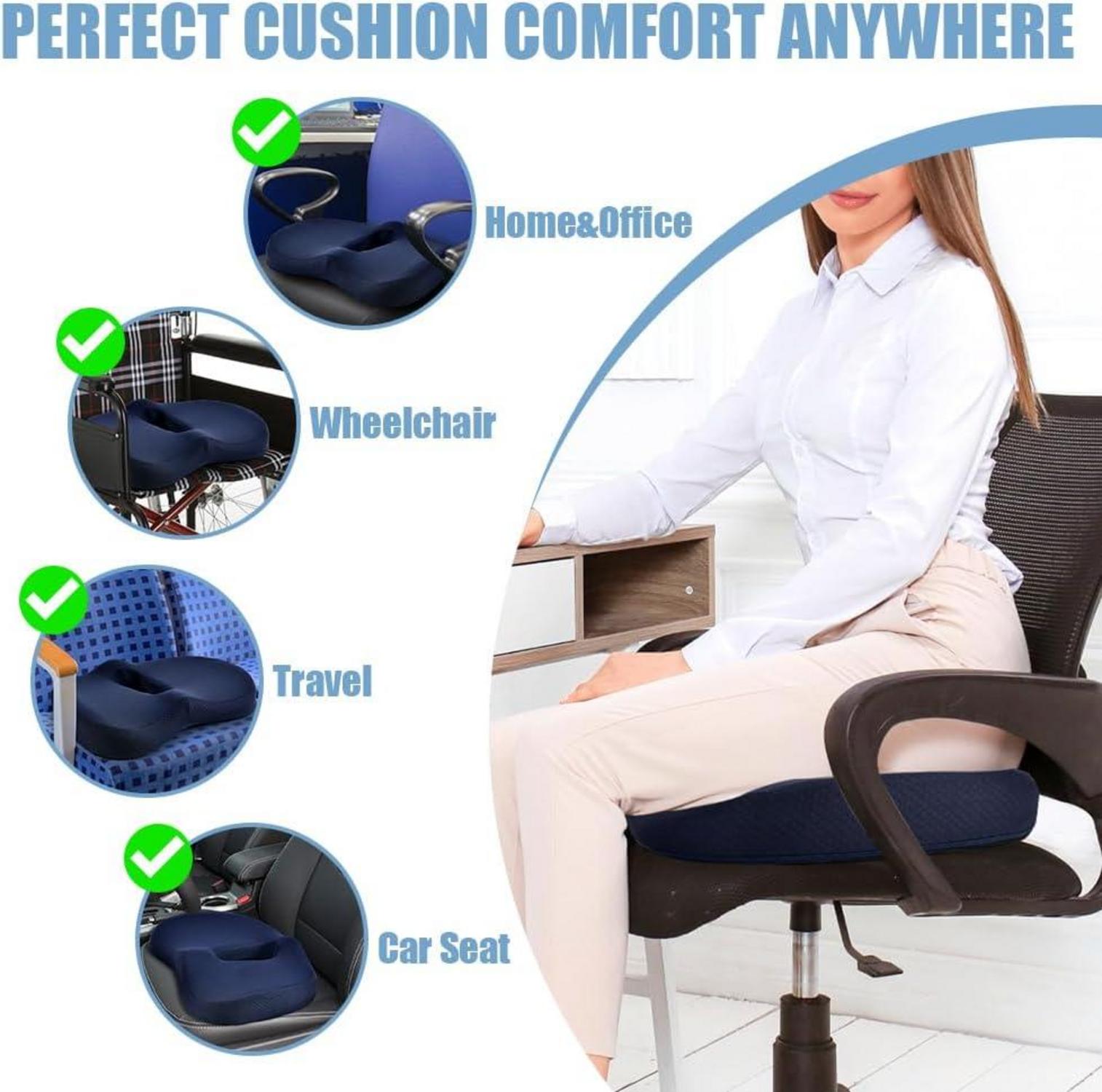 Orthopädisches Memory Foam Sitzkissen Steißbeinkissen Blau-L