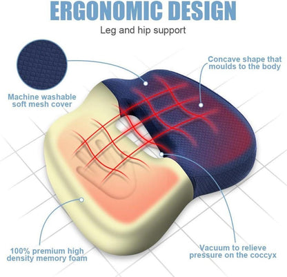 Orthopädisches Sitzkissen Memory Foam Blau-L - Steißbeinkissen