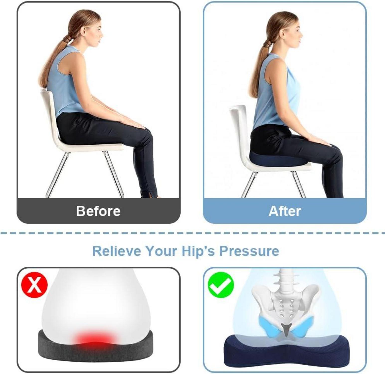 Orthopädisches Memory-Foam Steißbeinkissen Blau Sitzkissen